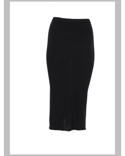 Rick Owens Black Cotton Midi Skirt
