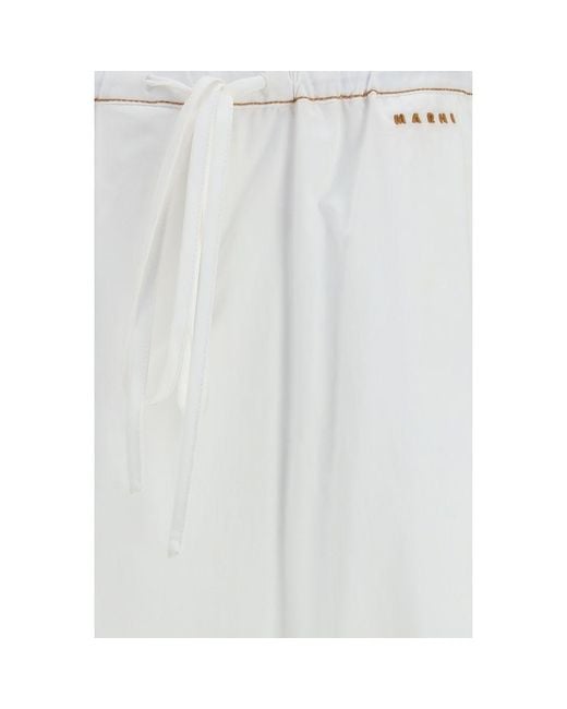 Marni White Cotton Casual Pants