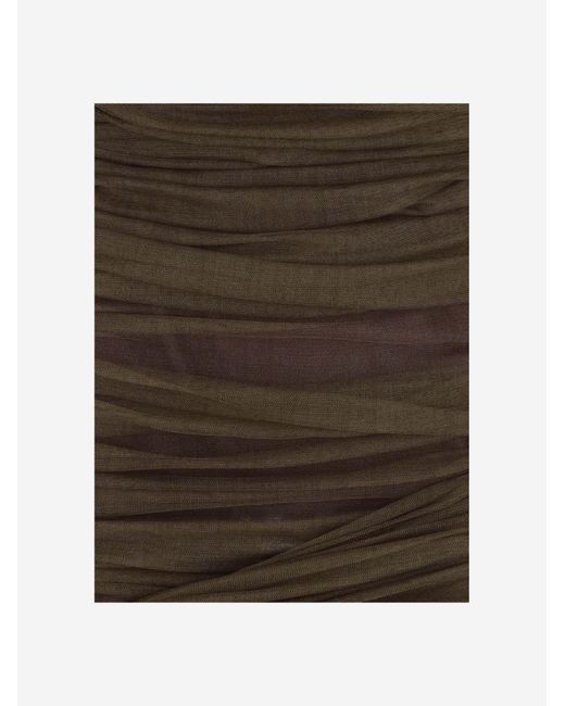 Saint Laurent Green Dress Tulle Bustier Silk