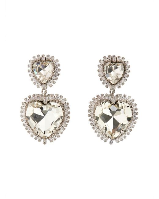 Alessandra Rich Metallic Heart Earrings