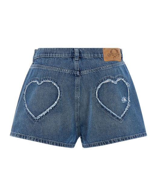Moschino Blue 'Heart' Shorts