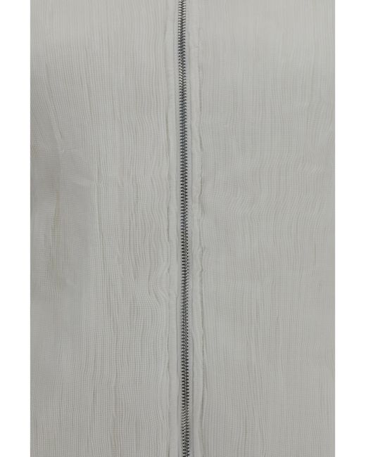 GONGDID DESIGN Gray Jacket Short Padded With Striped Fabric Polyester