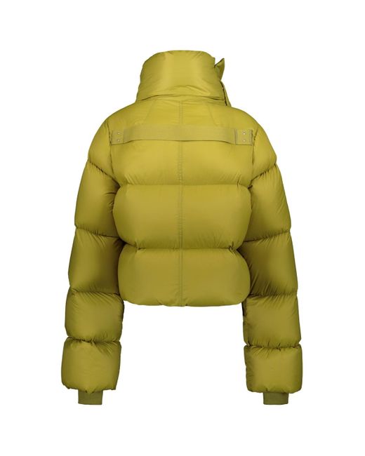 Rick Owens Yellow Funnel Neck Down Jacket Clothing