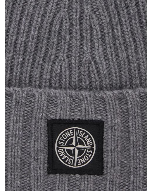 Stone Island Gray Beanie Tech Fabric Hat for men