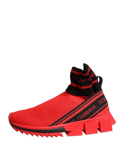 Dolce & Gabbana Red Black Sorrento Socks Sneakers Shoes