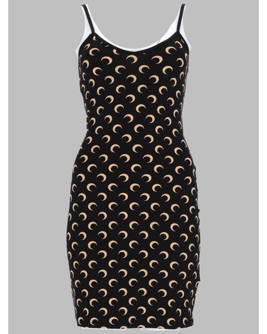 MARINE SERRE Black Mini Dress Moon Polyamide