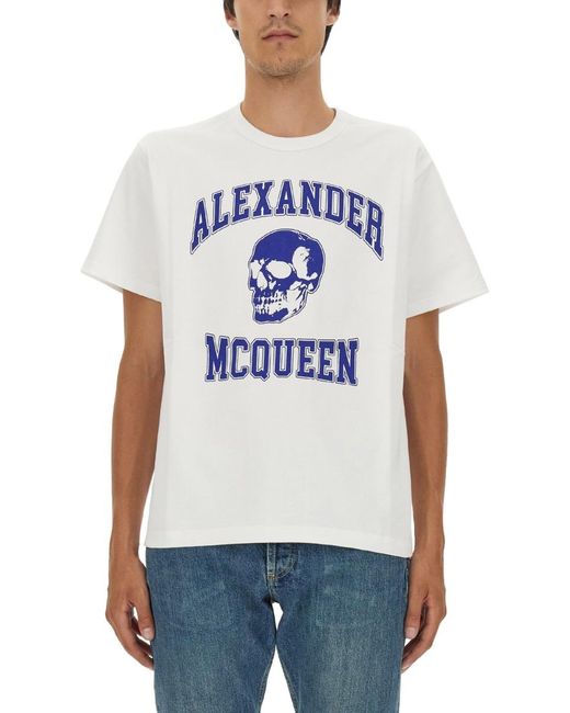 McQueen White Skull Logo T-Shirt Cotton T-Shirts for men