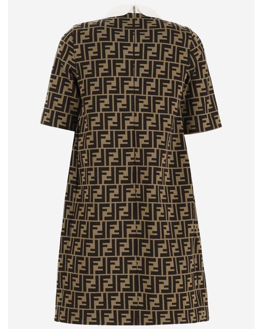 Fendi Black Girls Dress With Ff Pattern Cotton