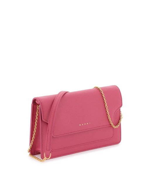 Marni Pink Wallet With Shoulder Strap