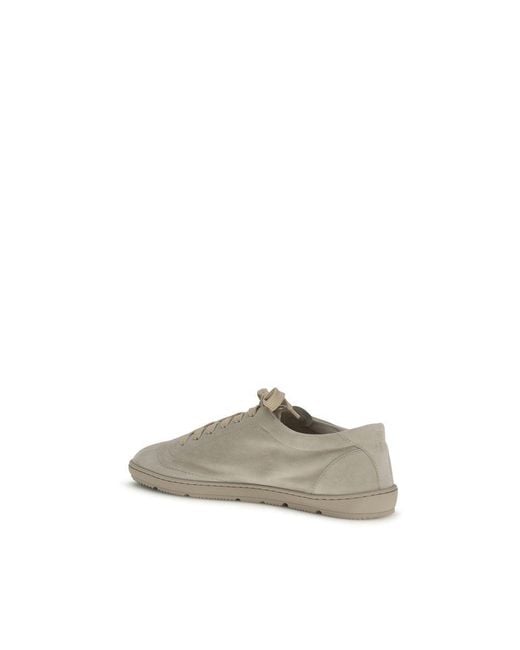Brunello Cucinelli Gray Beige Calf Leather Bos Taurus Low Top Sneakers for men