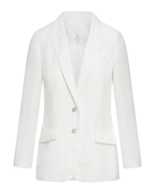 120% Lino White Jacket With Mf Seams With 2 Buttons