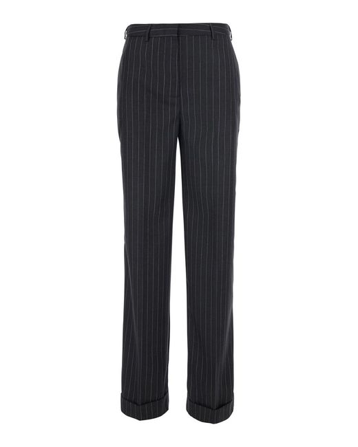 Semicouture Blue Pants Lola Wool-Blend Trousers