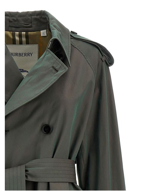 Burberry Gray Long Iridescent Trench Coat