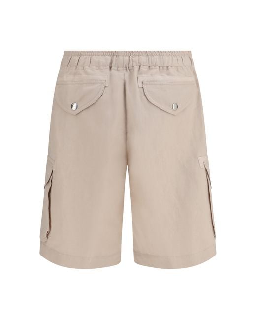 Brunello Cucinelli Natural Bermuda Linen; Cotton Shorts for men