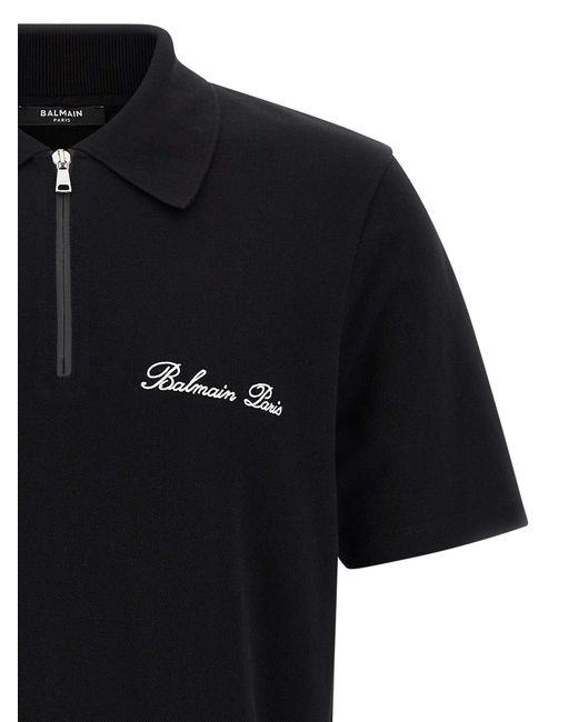 Balmain Black Polo With Logo for men