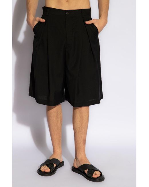 Emporio Armani Black Wool Shorts, for men