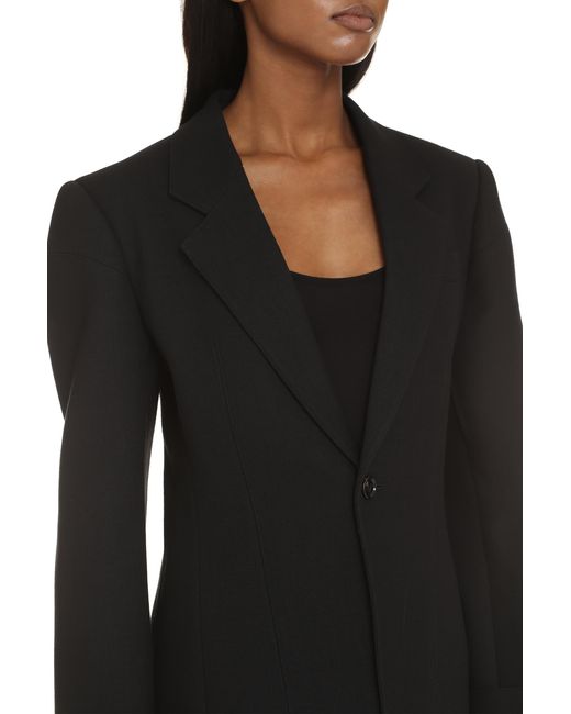 Bottega Veneta Black Cotton Blend Single-Breast Jacket Wool Blazers