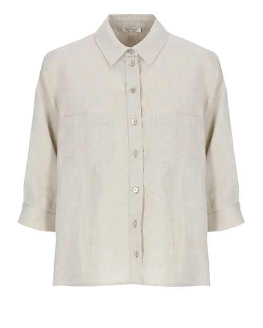 Panicale White Shirts Linen Polyester Polyamide