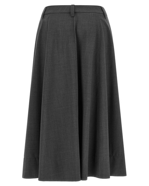 Brunello Cucinelli Gray Virgin Wool Midi Skirt