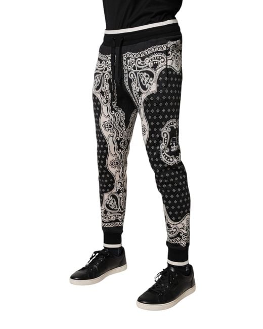 Dolce & Gabbana Black Cotton Bandana Jogger Sweatpants Pants And for men