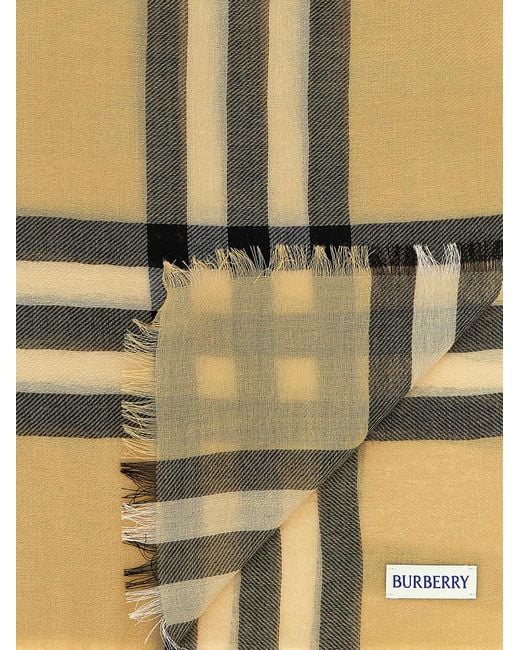 Burberry Metallic Check Wool Scarf
