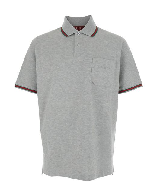 Gucci Gray Polo Shirt Wool Blend Mohair T-Shirts for men