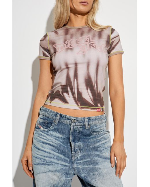 DIESEL Pink T-Shirt 'T-Grafi'