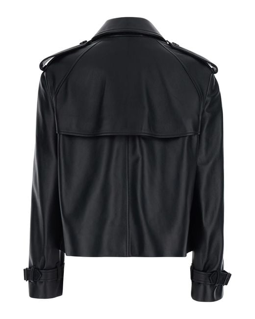 Burberry Black Jacket Mayfair Leather Lamb Coat