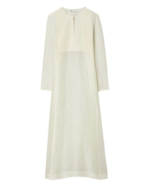 Tory Burch White Linen And Silk Long Kaftan