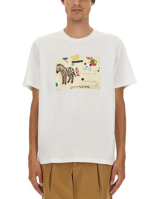 PS by Paul Smith White Zebra Card T-Shirt for men
