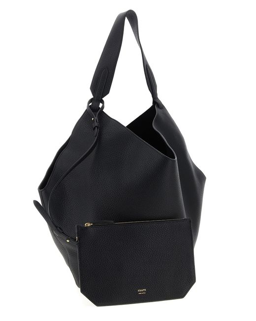 Khaite Black 'Lotus Medium' Shopping Bag