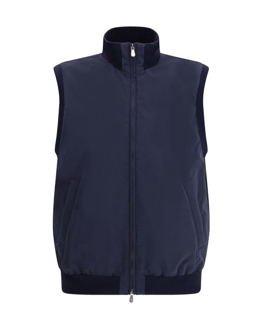 Brunello Cucinelli Blue Sleeveless Vest Jacket for men