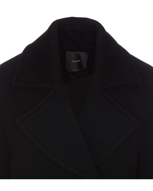 Pinko Black Configurazione Double Breasted Coat