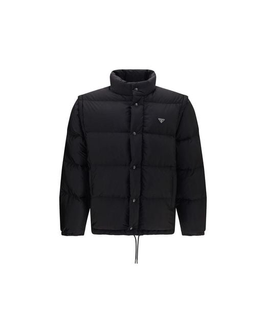 Prada Black Goose Down Full-Length Jacket Clothing for men
