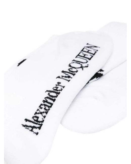 Alexander McQueen White Seal Logo-intarsia Socks for men