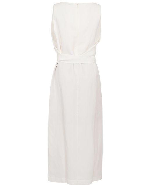 Brunello Cucinelli White Knot Detailed Sleeveless Maxi Dress