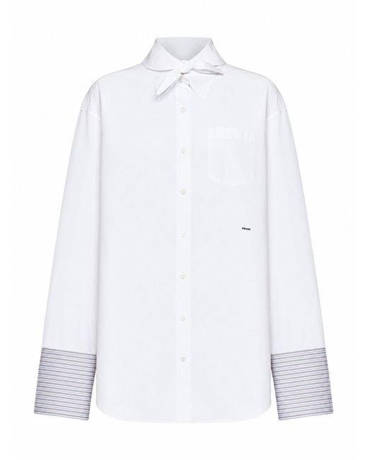Prada White Shirt Poplin Cotton