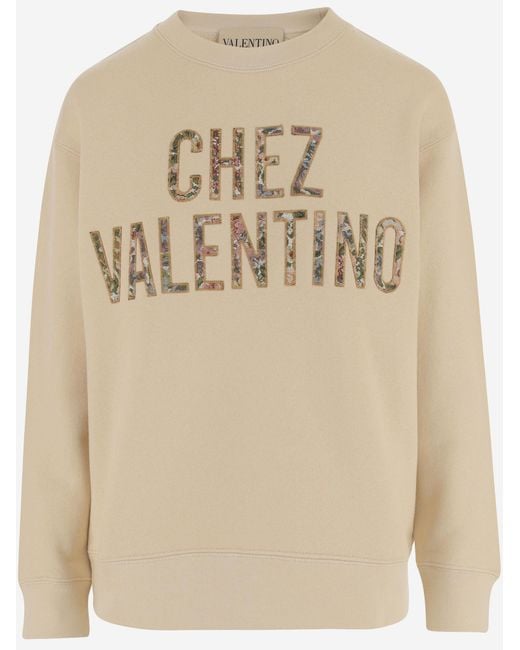 Valentino Natural Cotton Sweatshirt With Logo