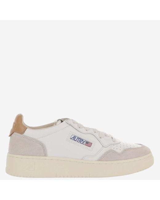 Autry White Sneakers Medalist Low Leather And Suede Rubber Trainers
