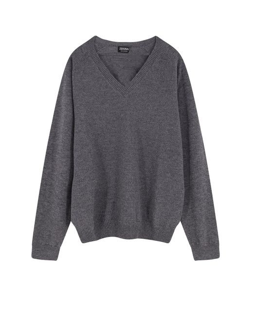 Zegna Gray Cashmere Sweater for men