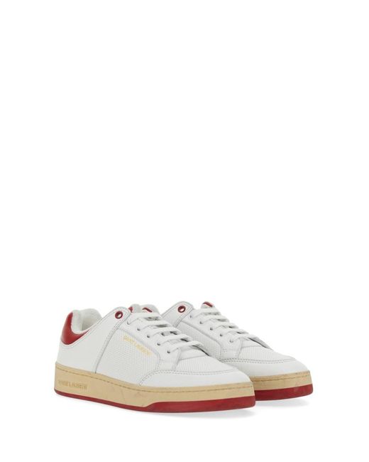 Saint Laurent White Sneakers Domesticated Calf Leather Trainers for men