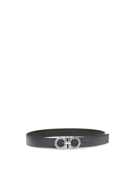 Ferragamo Blue Reversible Leather Belt Calf Bos Taurus E Braces for men