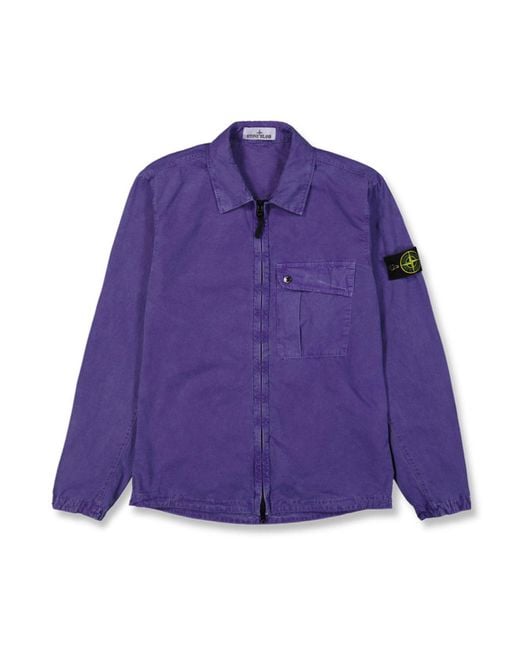 Stone Island Purple Compass-badge Zipped Shirt Jacket for men