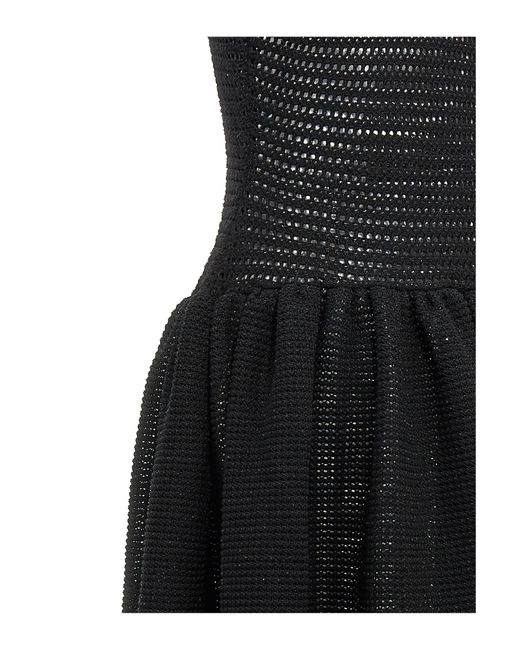 Self-Portrait Black ' Crochet Knit Midi' Dress