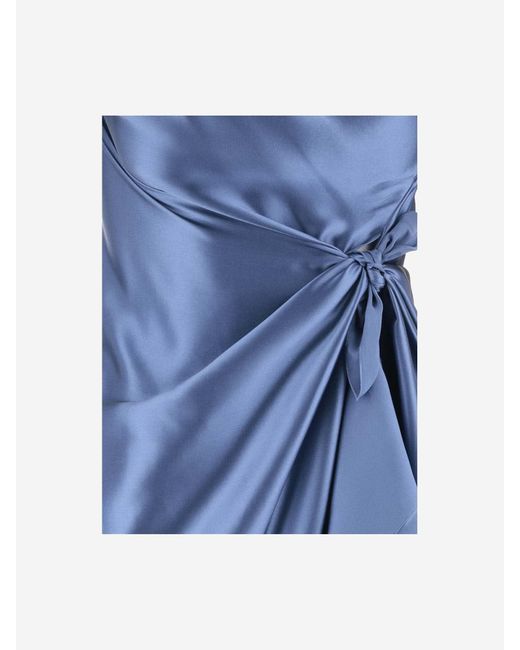 Stephan Janson Blue Draped Silk Dress