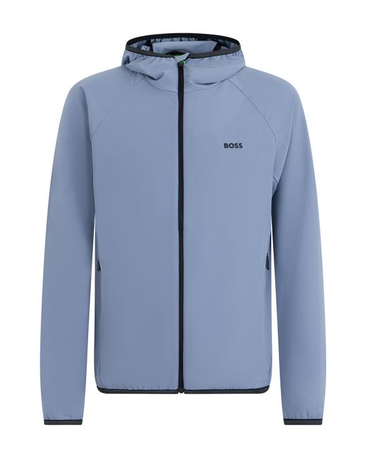 Boss Blue Waterproof Jacket Technical Fabric Polyester Raincoats for men