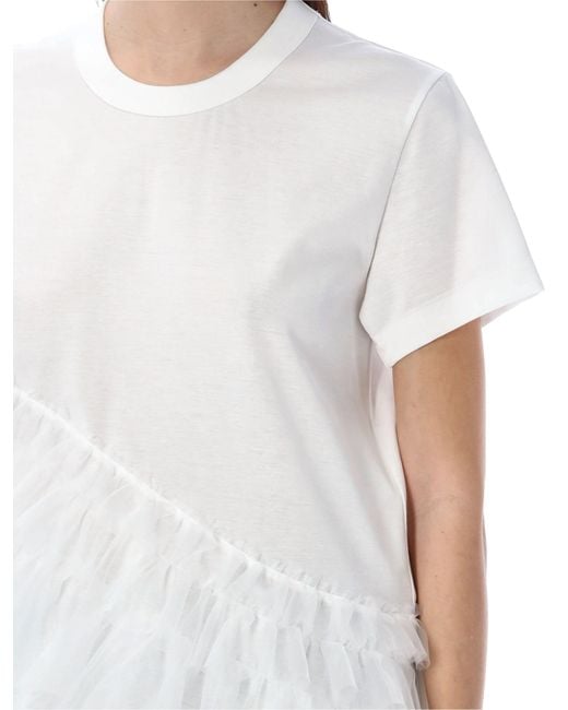 Noir Kei Ninomiya White Ruffle Tulle Insert T-Shirt