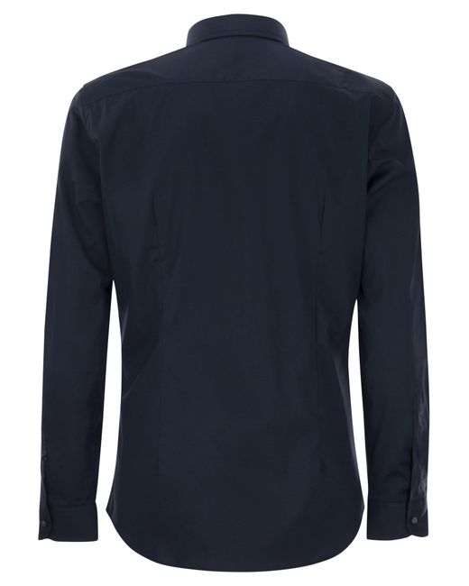 Fay Blue Stretch French Collar Shirt for men