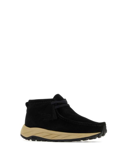 Clarks Black Suede Wallabee Eden Ankle Boots for men