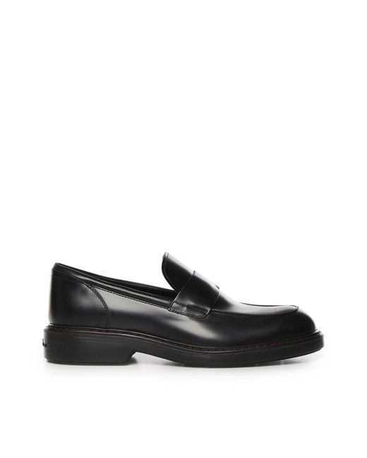 Hogan Black Flat Shoes Calfskin for men